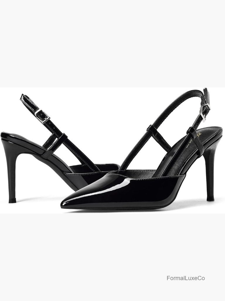 Women's Kitten Heel Slingback Pumps 3 Inch Stiletto Pointed Toe Dress Shoes